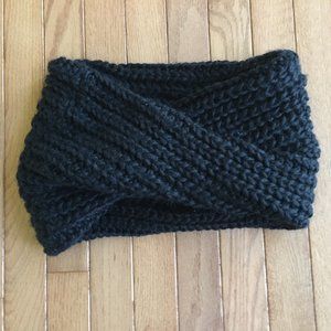 Beautiful black double layer twisted cowl scarf